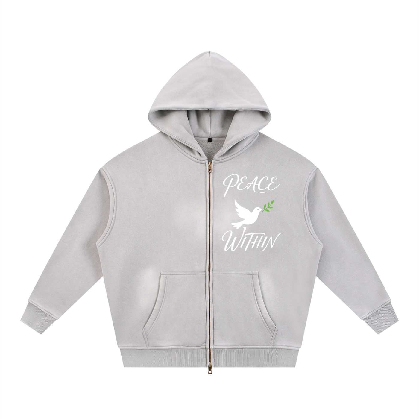Sunfade Two-way Zipper Boxy Fleece Hoodie