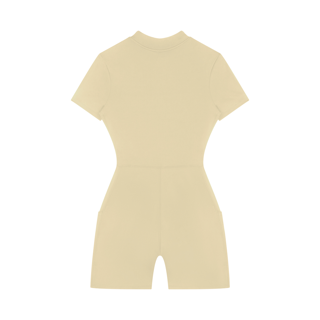 Women's Quarter-Zip Short Sleeve Romper – Athletic Fit, 75% Nylon Spandex Blend