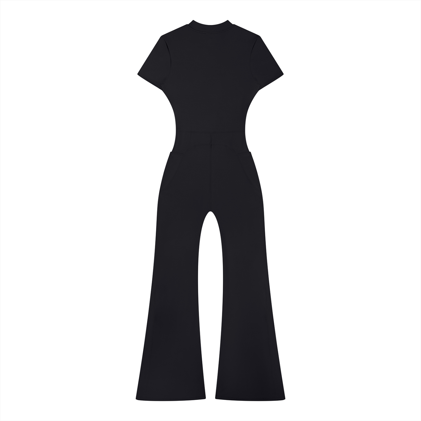 Women's Flared Leg Quarter-Zip Jumpsuit – Bodycon Fit, 75% Nylon Spandex Blend