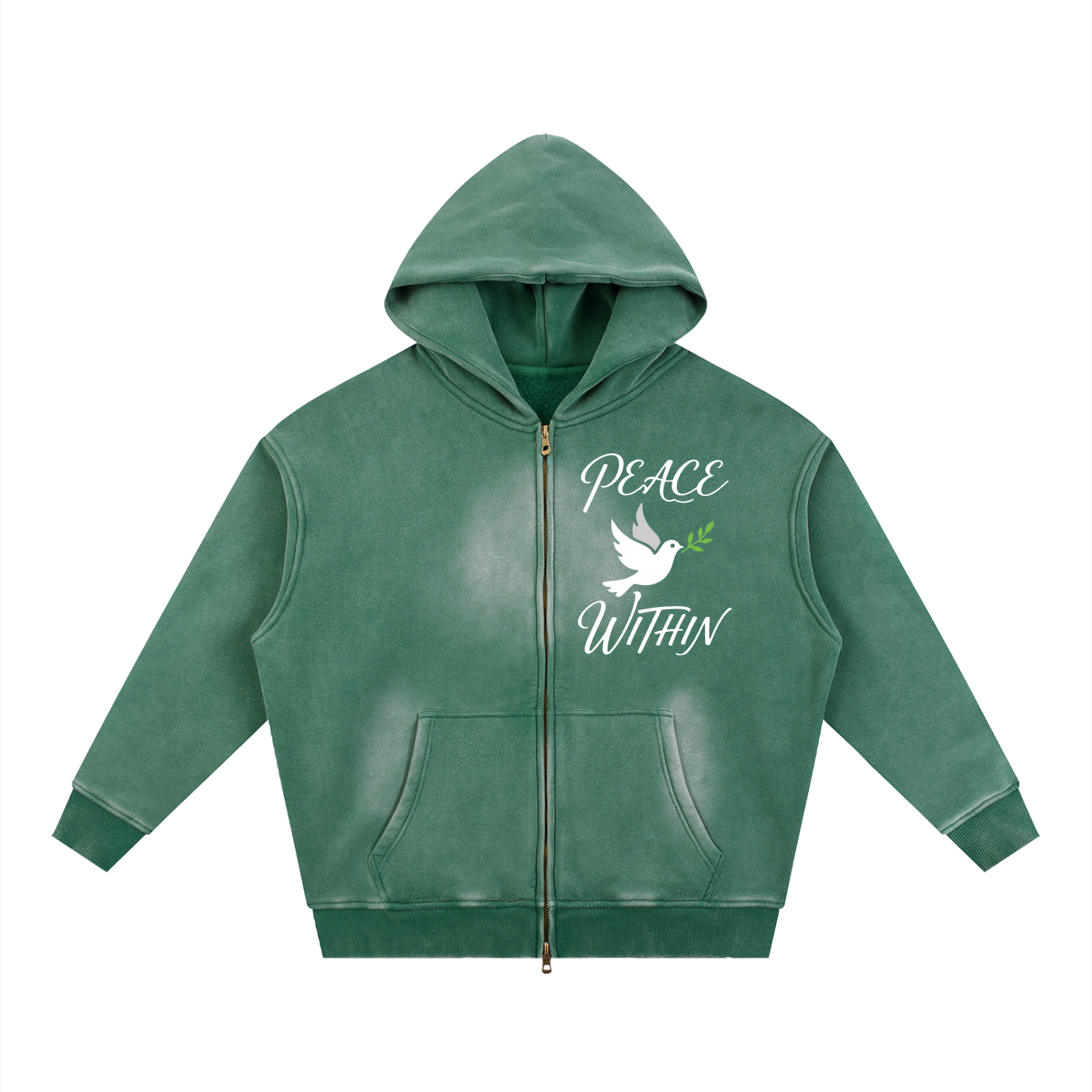 Sunfade Two-way Zipper Boxy Fleece Hoodie