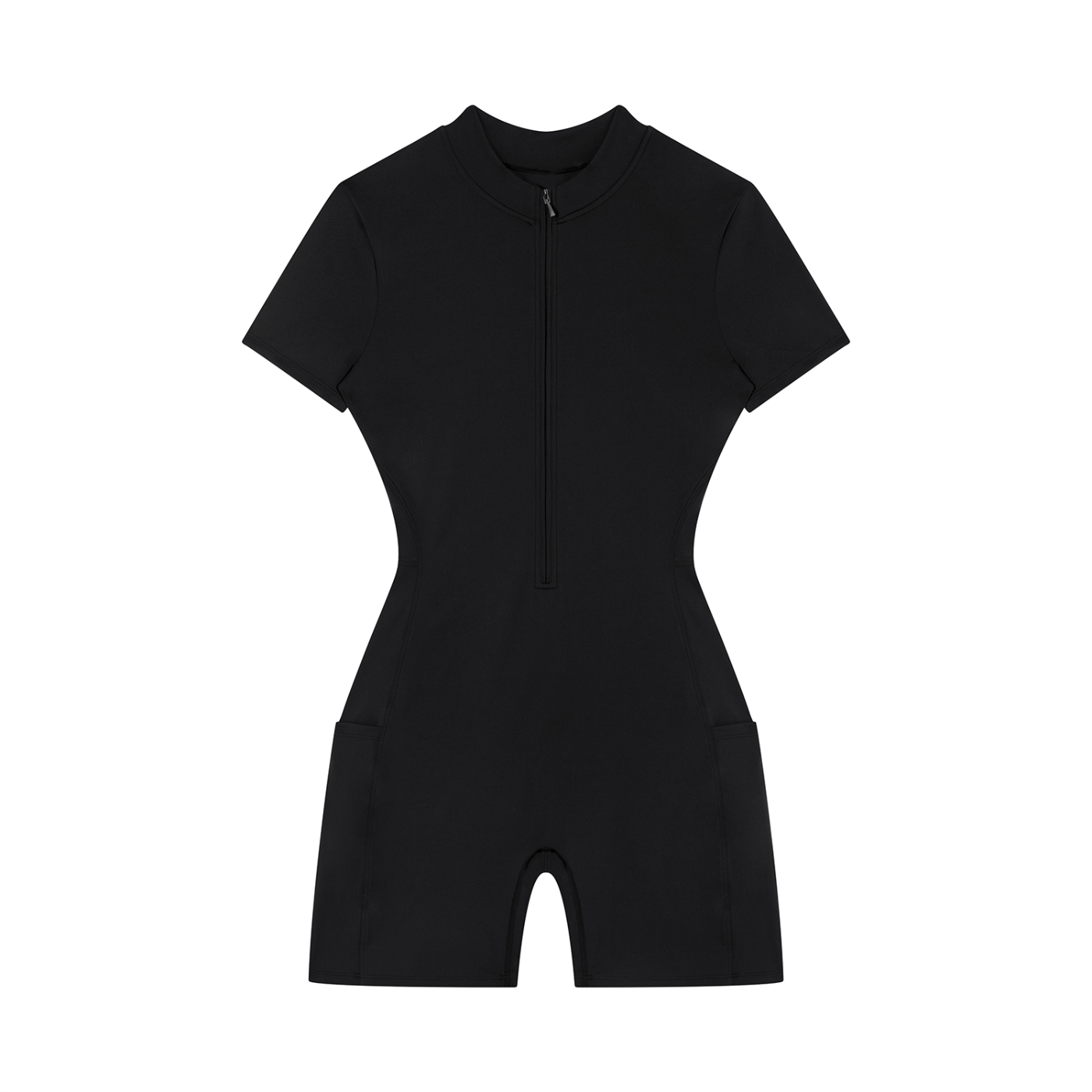 Women's Quarter-Zip Short Sleeve Romper – Athletic Fit, 75% Nylon Spandex Blend