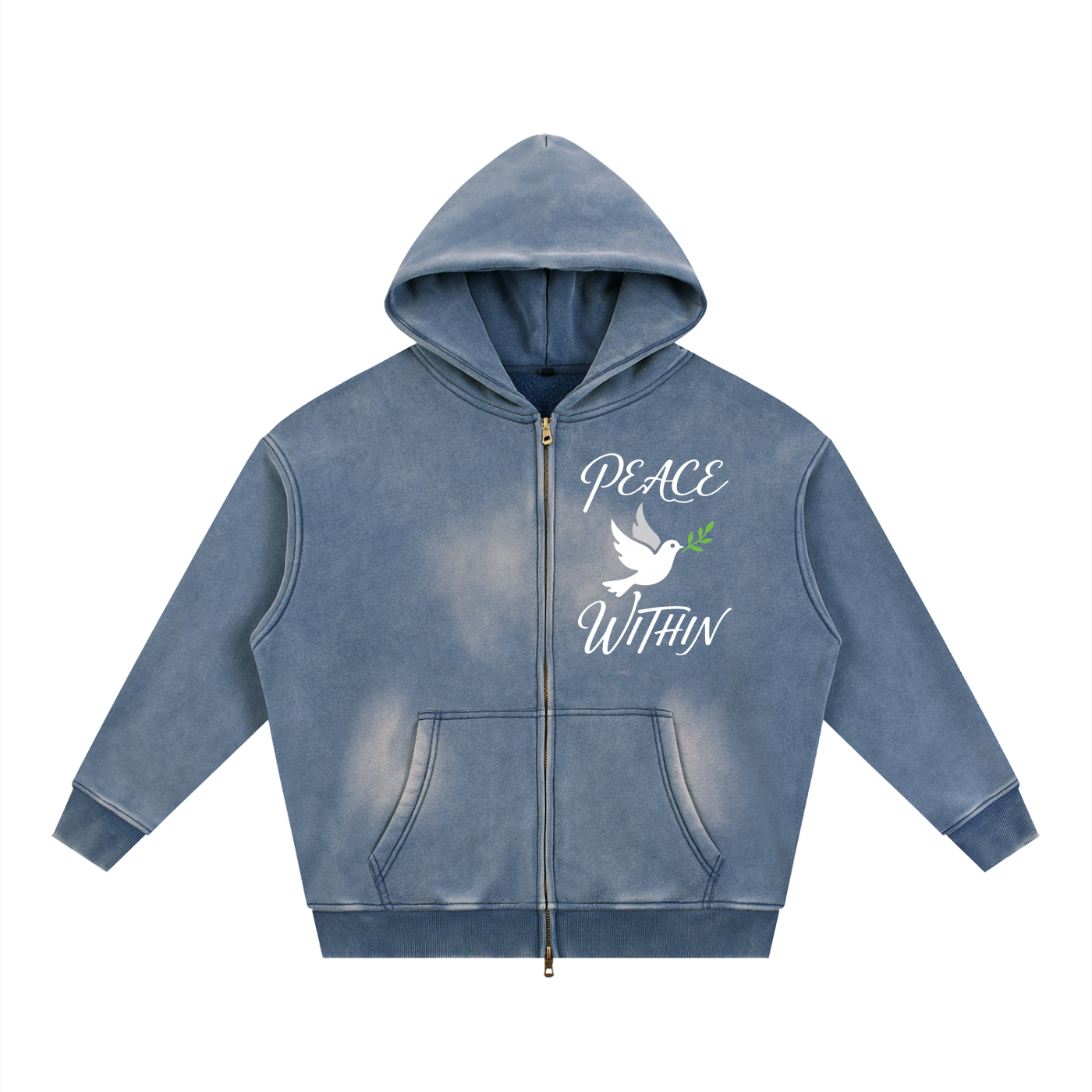 Sunfade Two-way Zipper Boxy Fleece Hoodie