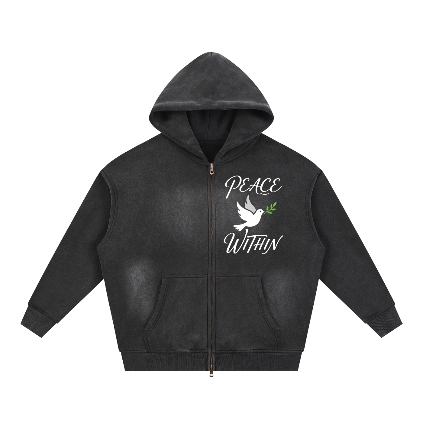 Sunfade Two-way Zipper Boxy Fleece Hoodie