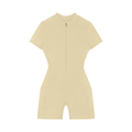 Women's Quarter-Zip Short Sleeve Romper – Athletic Fit, 75% Nylon Spandex Blend