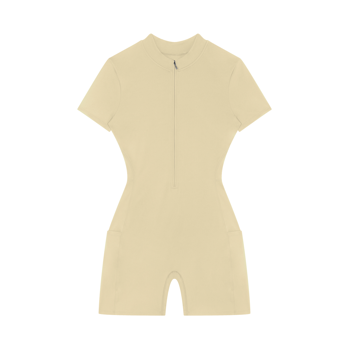 Women's Quarter-Zip Short Sleeve Romper – Athletic Fit, 75% Nylon Spandex Blend