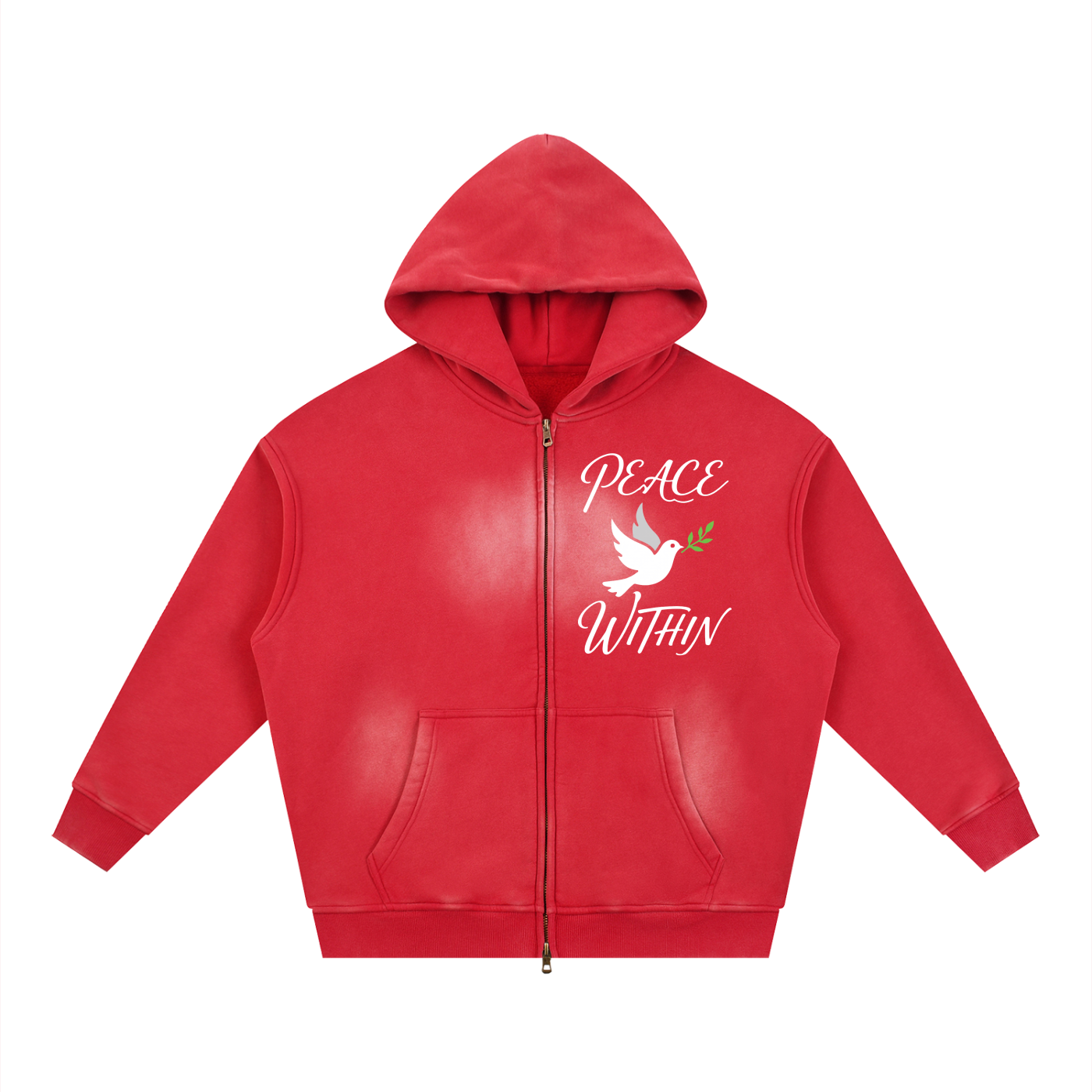 Sunfade Two-way Zipper Boxy Fleece Hoodie